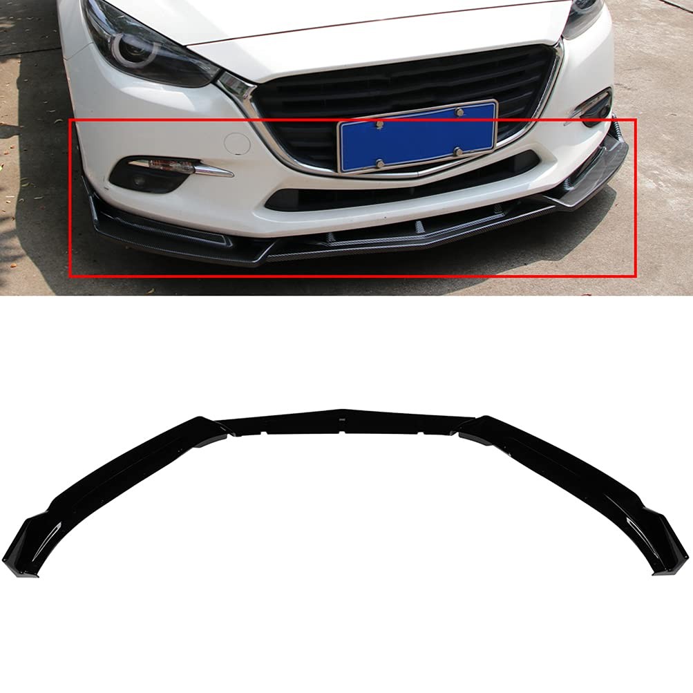 3PCS Front Lip Splitter Bumper PP Repacement for 2014-2019 for Mazda 3