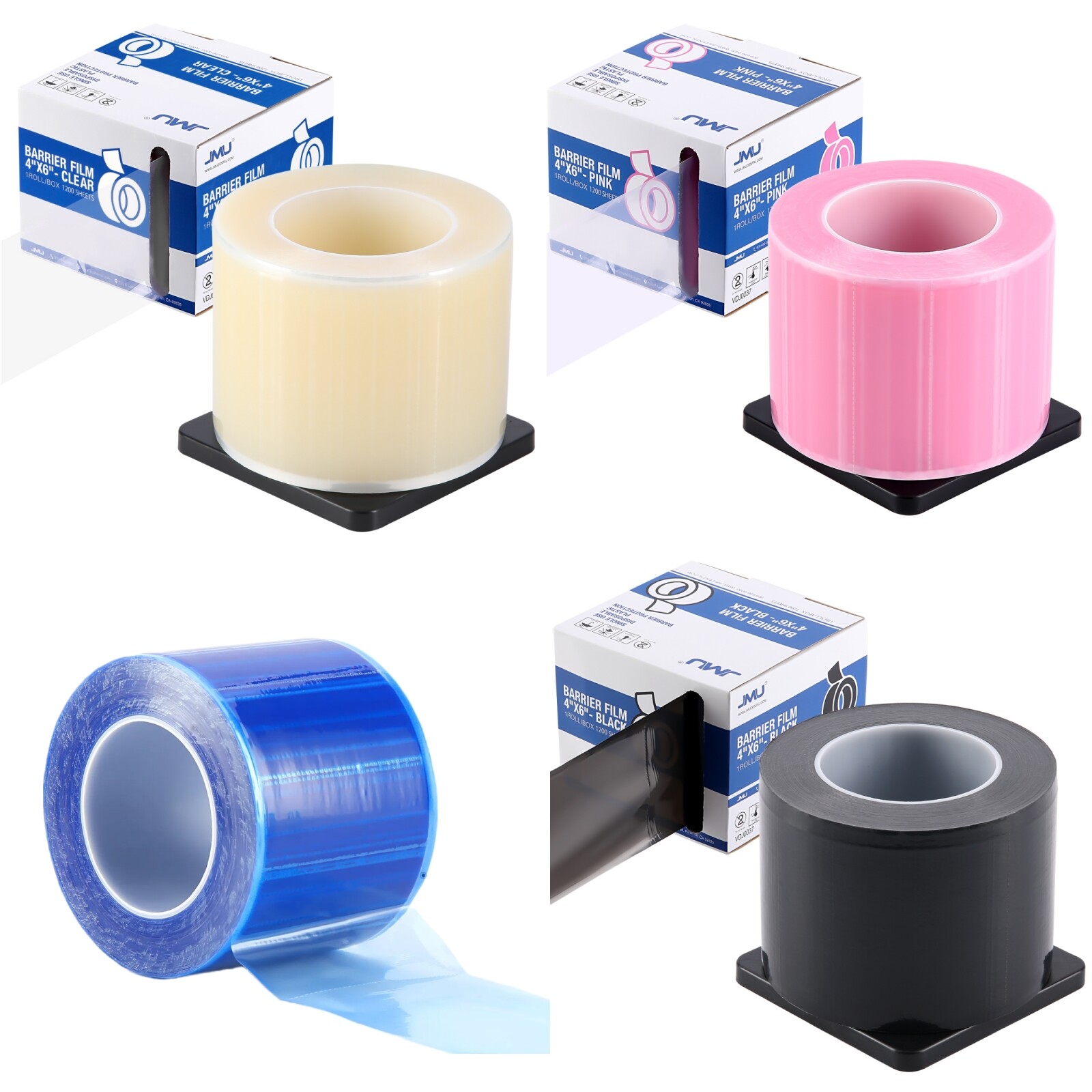 JMU Dental Barrier Film for Tattoo, Black Pink Blue Barrier Film Tape Dispenser