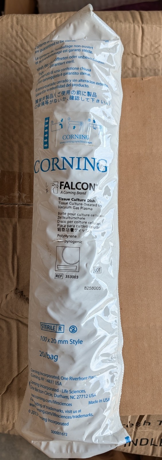 Corning Falcon 353003 Tissue Culture Dish 100x20mm Sterile 20/Bag