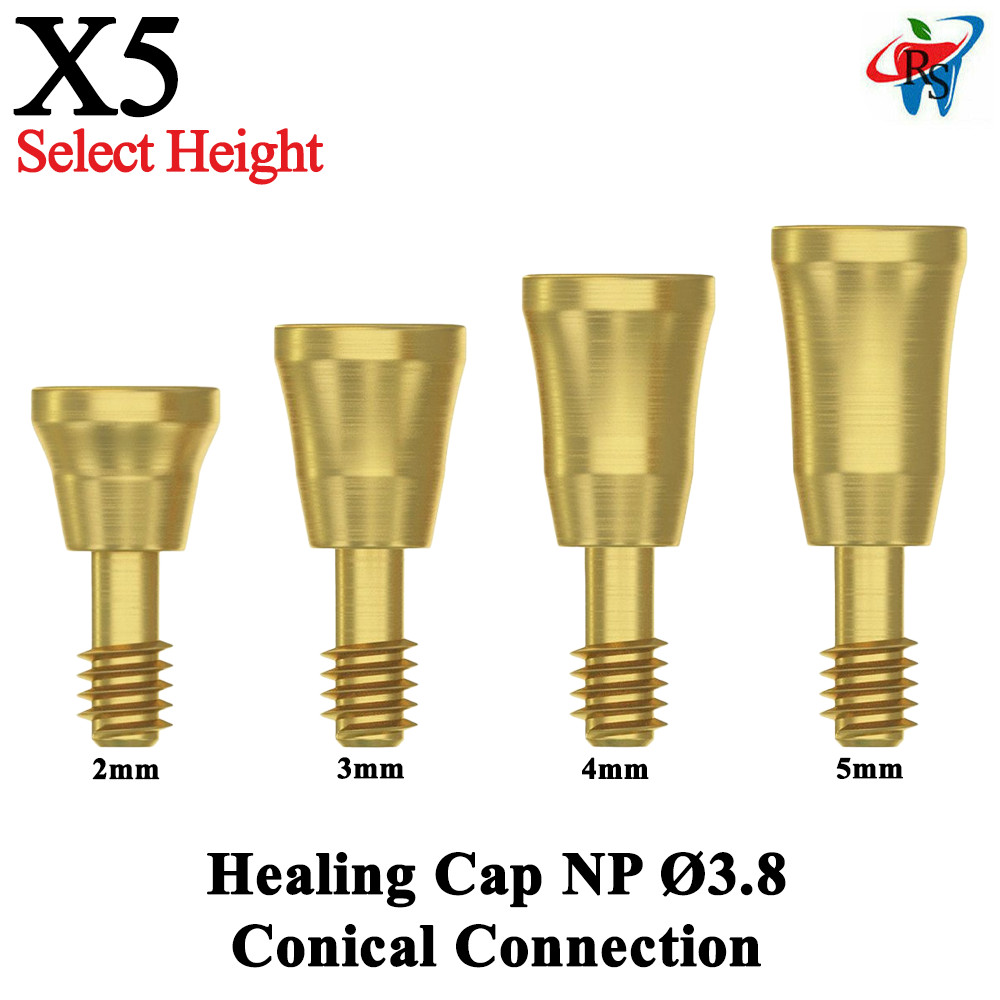 5pcs Dental Healing Cap NP Ø3.8 Conical Connection 2.25mm Titanium Prosthetic