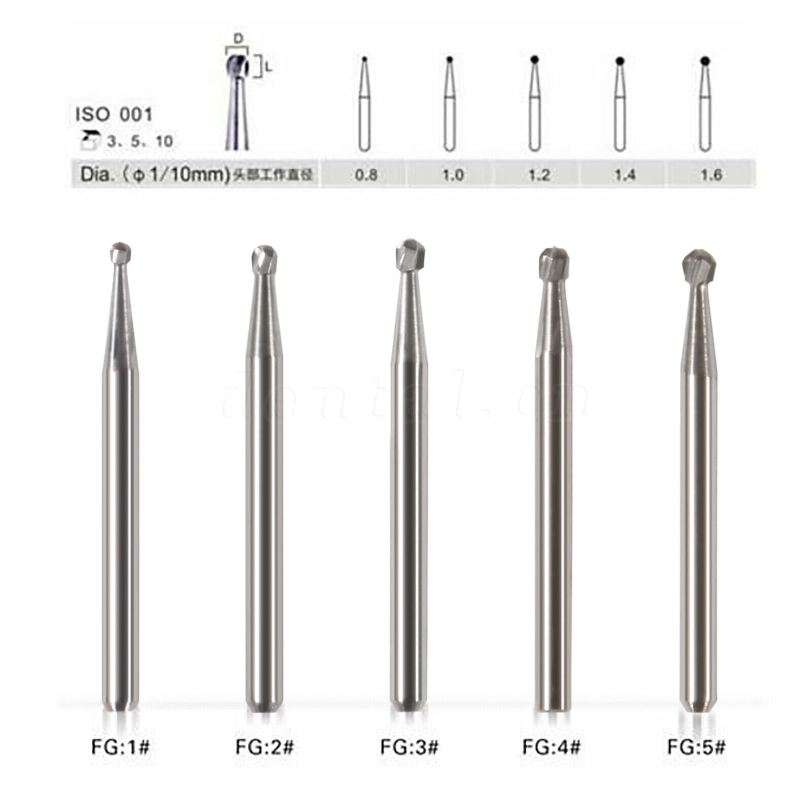 10 pcs Dental Carbide Burs Friction Grip Bur Short Shank F/ High Speed Handpiece