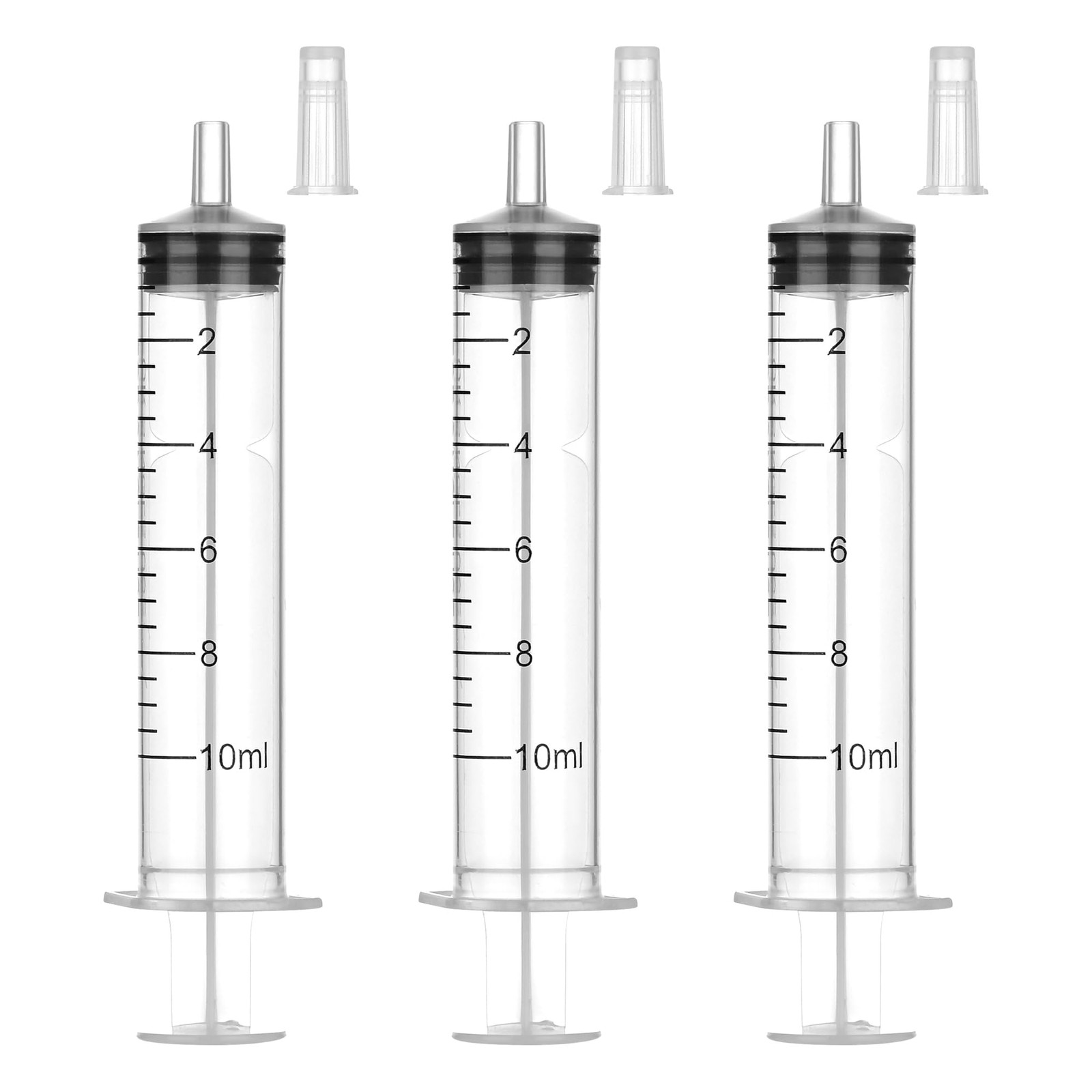 30 Pack 10 ml Syringe Without Needle, with Cap Transparent