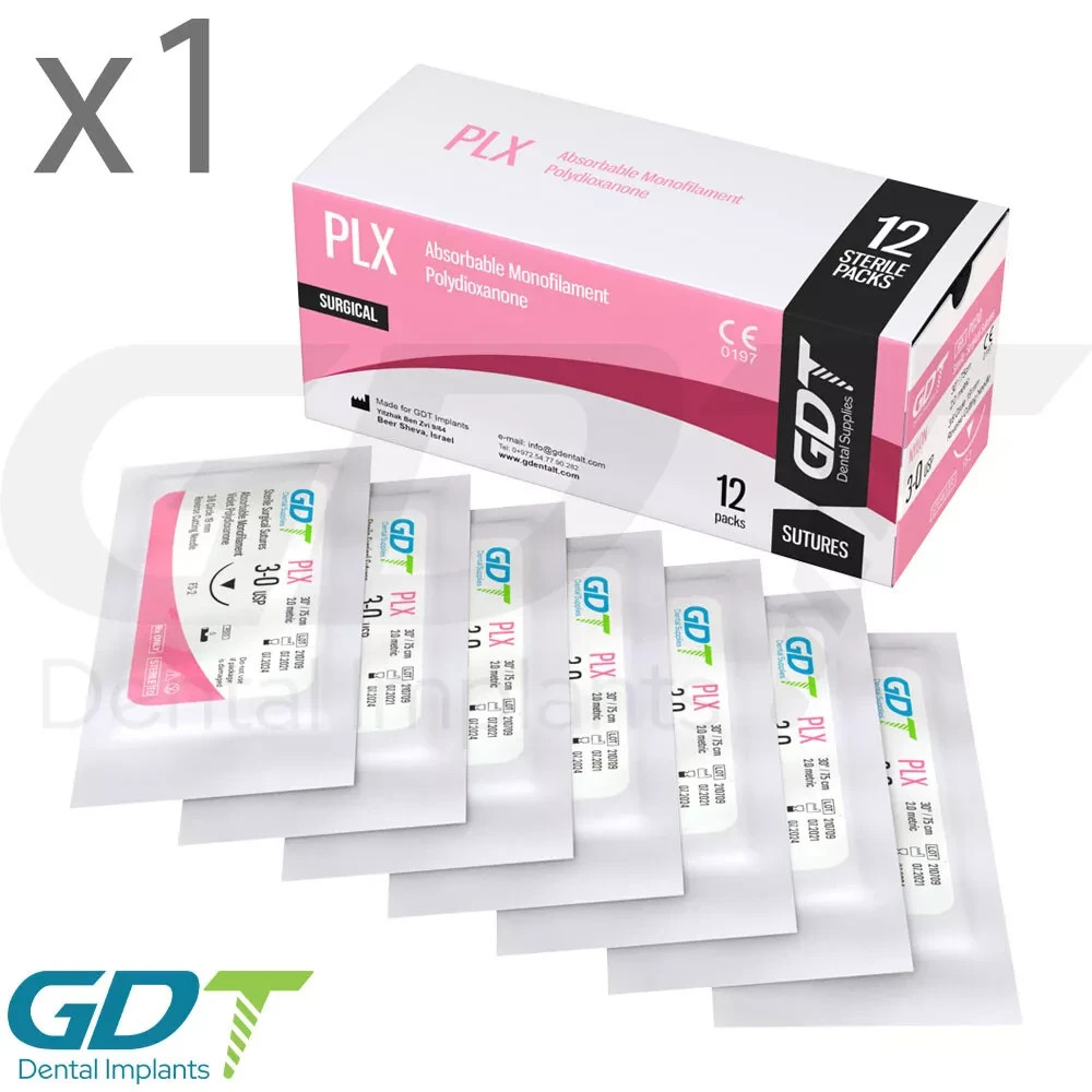Synthetic Monofilament Polydi0xanone PLX Sutur3s, 12pcs, 19mm Reverse Cutting