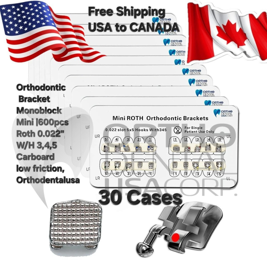 Set x 30, 50, 100 Orthodontic Brackets Mini Monoblock Roth 0.22″ Orthodentalusa