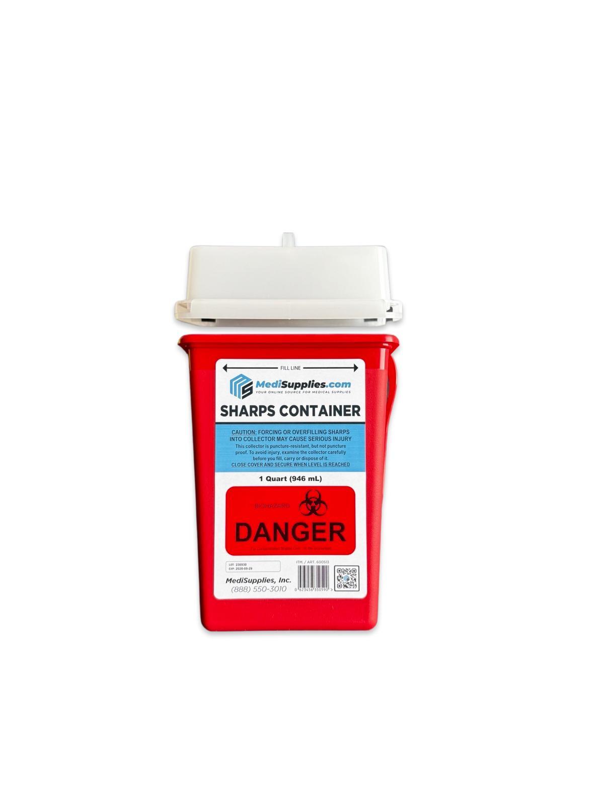 1 QUART BIOHAZARD CONTAINERS – SECURE DISPOSAL BIN (RED) – SAFE & CERTIFIED