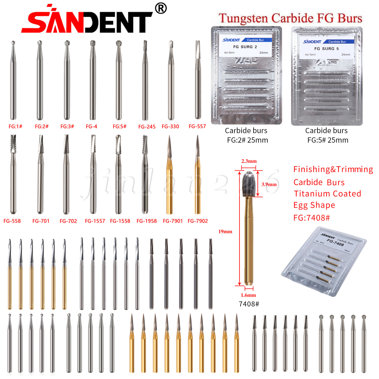 Dental Round Tungsten Carbide FG RA Bur For (Surgical) High Speed Handpiece