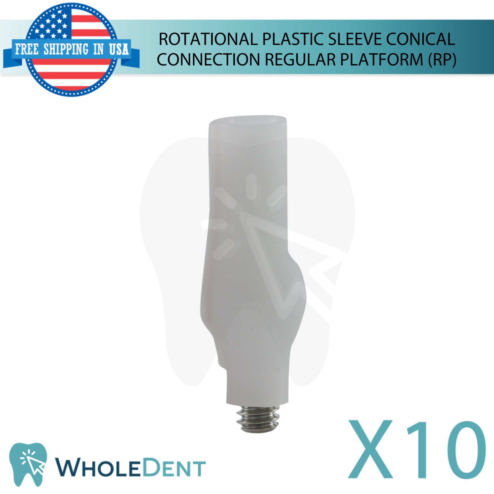 10x Dental Rotational Plastic Sleeve Ø3.6mm Conical Connection Hex 2.65mm RP