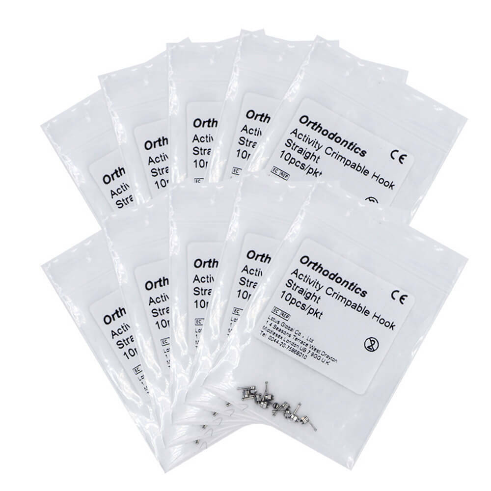 5-100 packs Dental Orthodontic Stainless steel Activity Crimpable Hook Straight