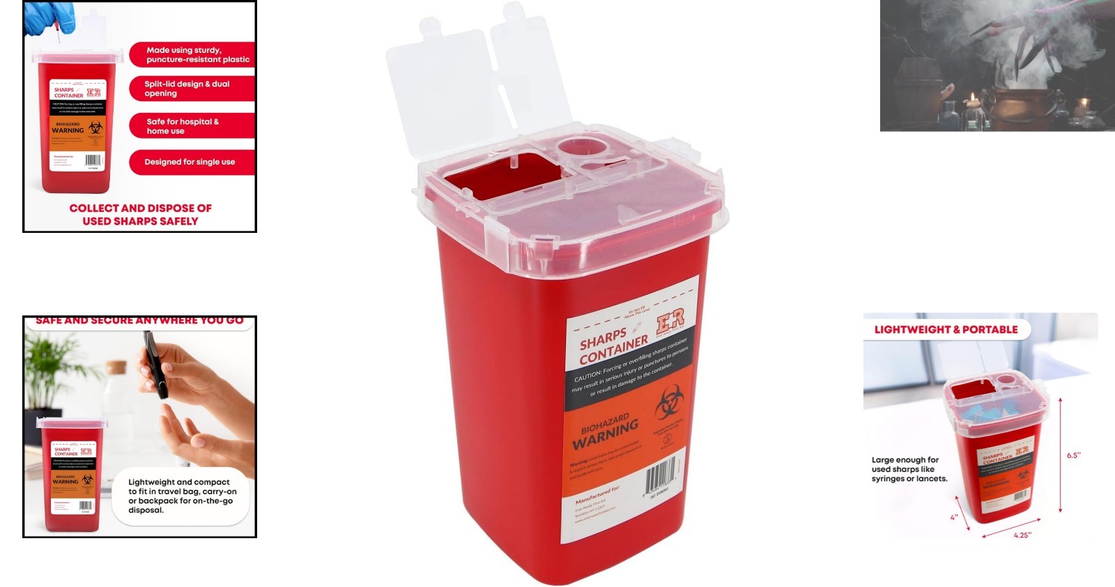 Durable 1 Quart Sharps Container – Lightweight, Locking Lid & Puncture Proof