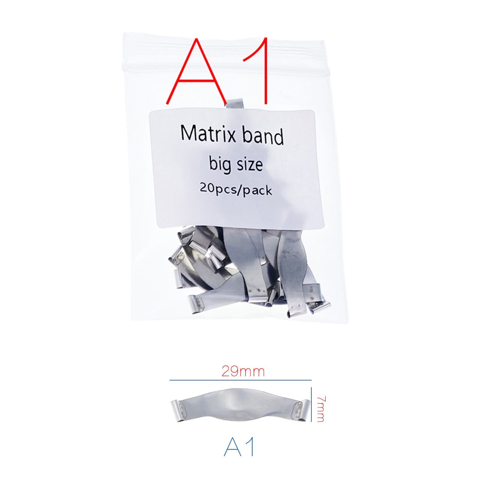 20Pcs/Pack Dental Saddle Contoured Metal Matrices Matrix Band A/B 6 Types
