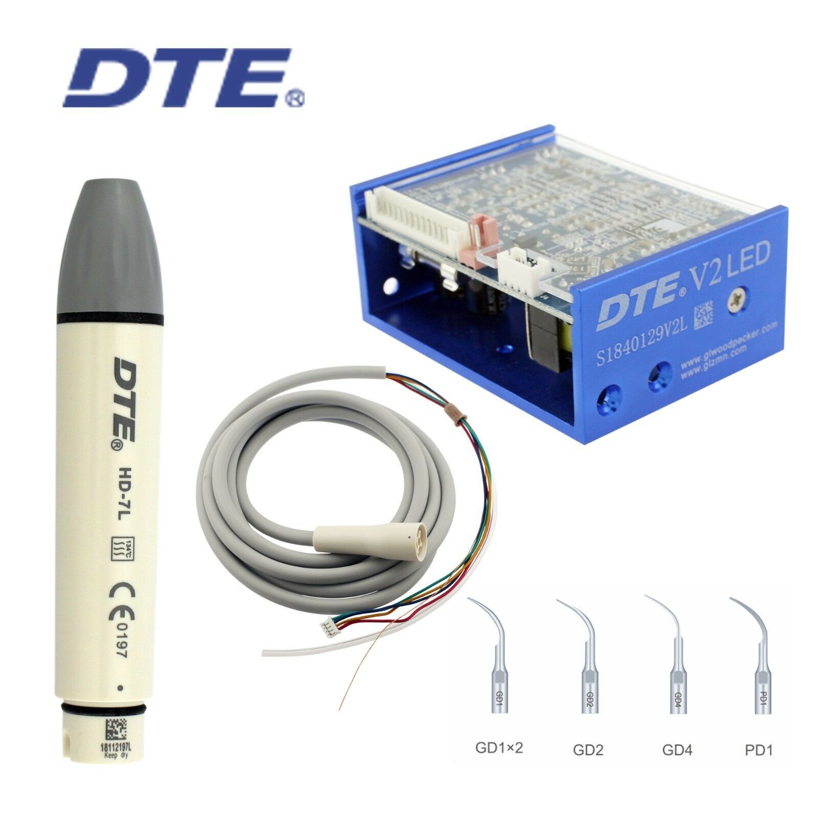 Woodpecker DTE Dental Ultrasonic Scaler LED HD-7L Handpiece ACTEON Piezo Tips H3