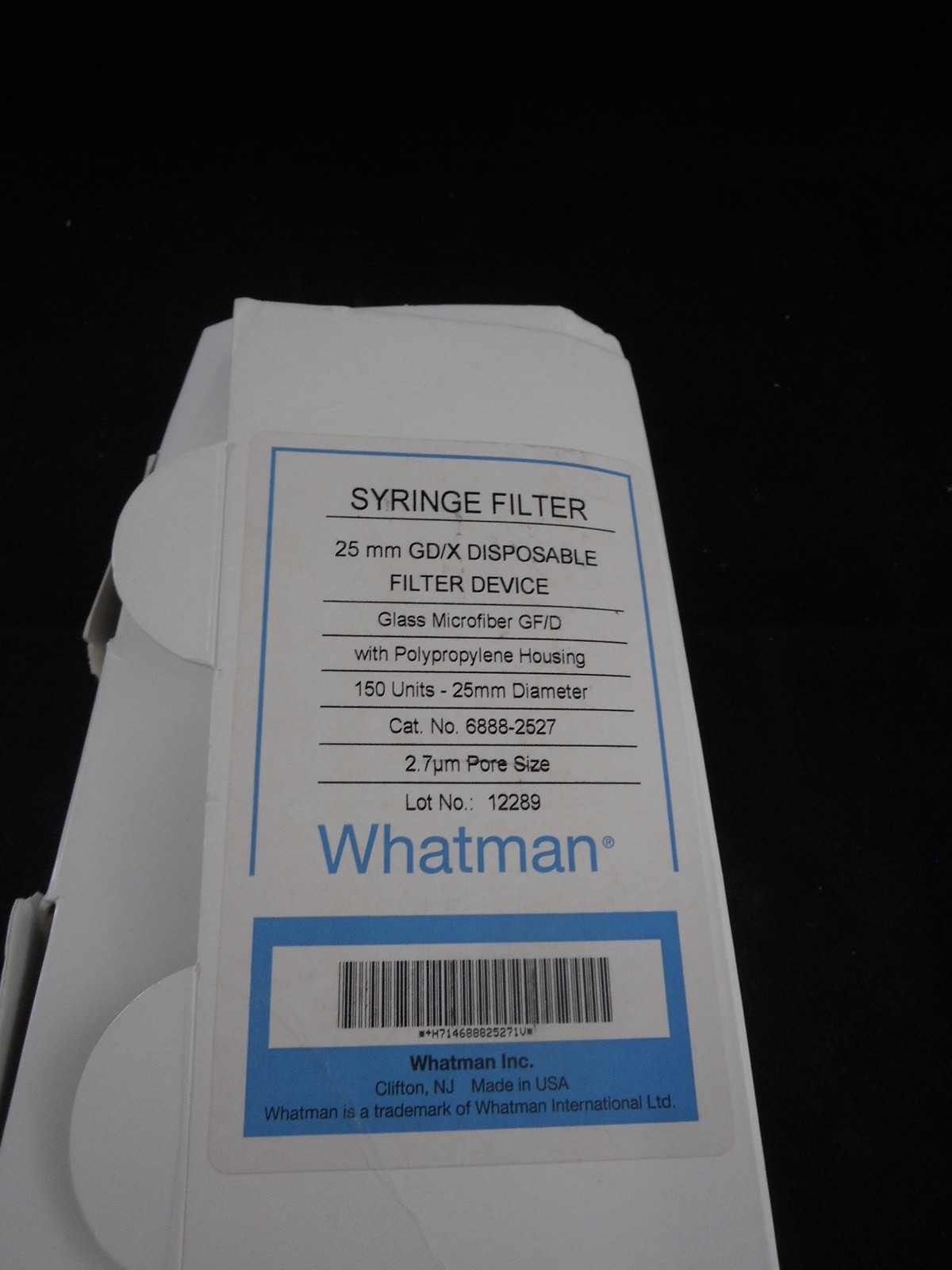WHATMAN Plastic GD/X 25mm Syringe Filter w/ 2.7µm GF/D Glass Microfiber Membrane
