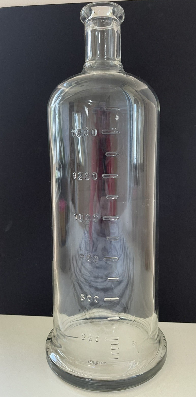 13″ x 5″ T Branded 1750mL Graduated Glass Media Chemistry Apothecary Bottle
