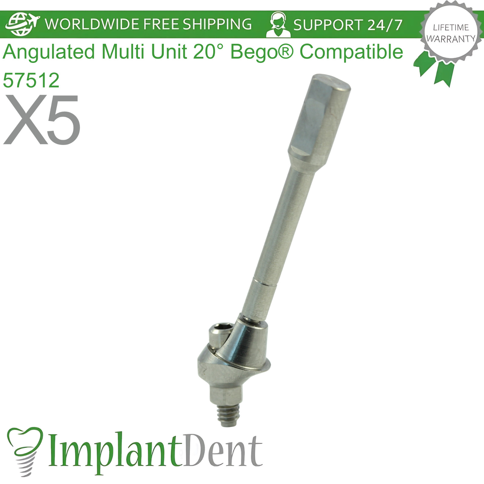 X5 Angulated Multi Unit 20° Bego® Compatible 57512 Dental Prosthetic Ø4.1mm