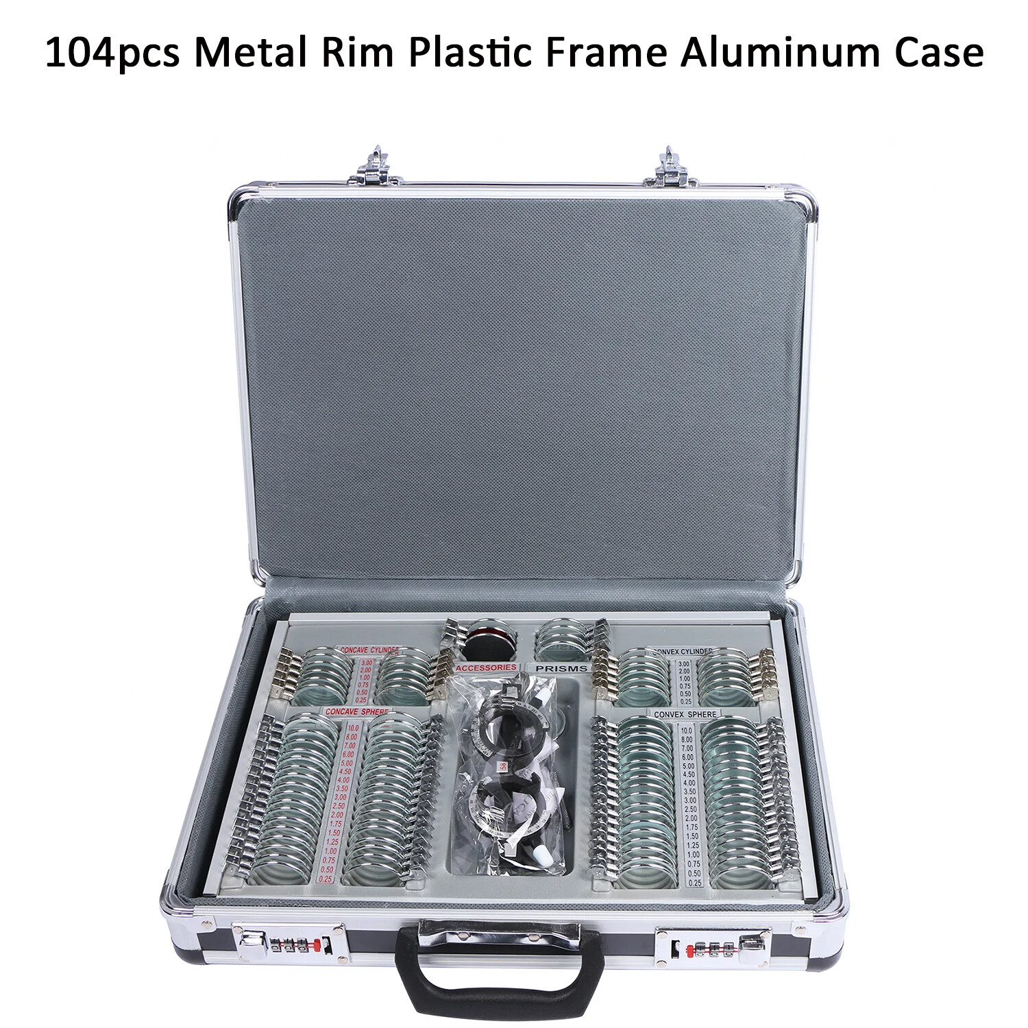 104/232/266 PCS Trial Lens Set Plastic/Metal Rim Plastic/Wood Frame Al/PU Case