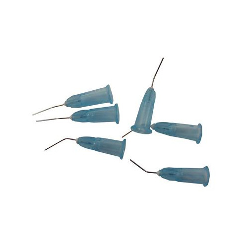 Pulpdent 25B100 Pre-Bent Applicator Dispenser Tips 25 Gauge 1/2″ Blue 100/Pk