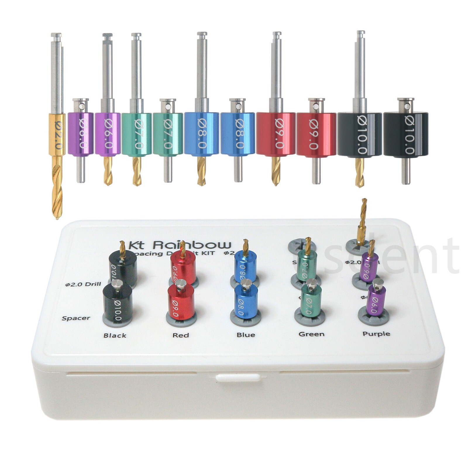 Dental Implant Positioning Guide Kit 11pcs Space Drills & Pilot Pins 6mm to 10mm