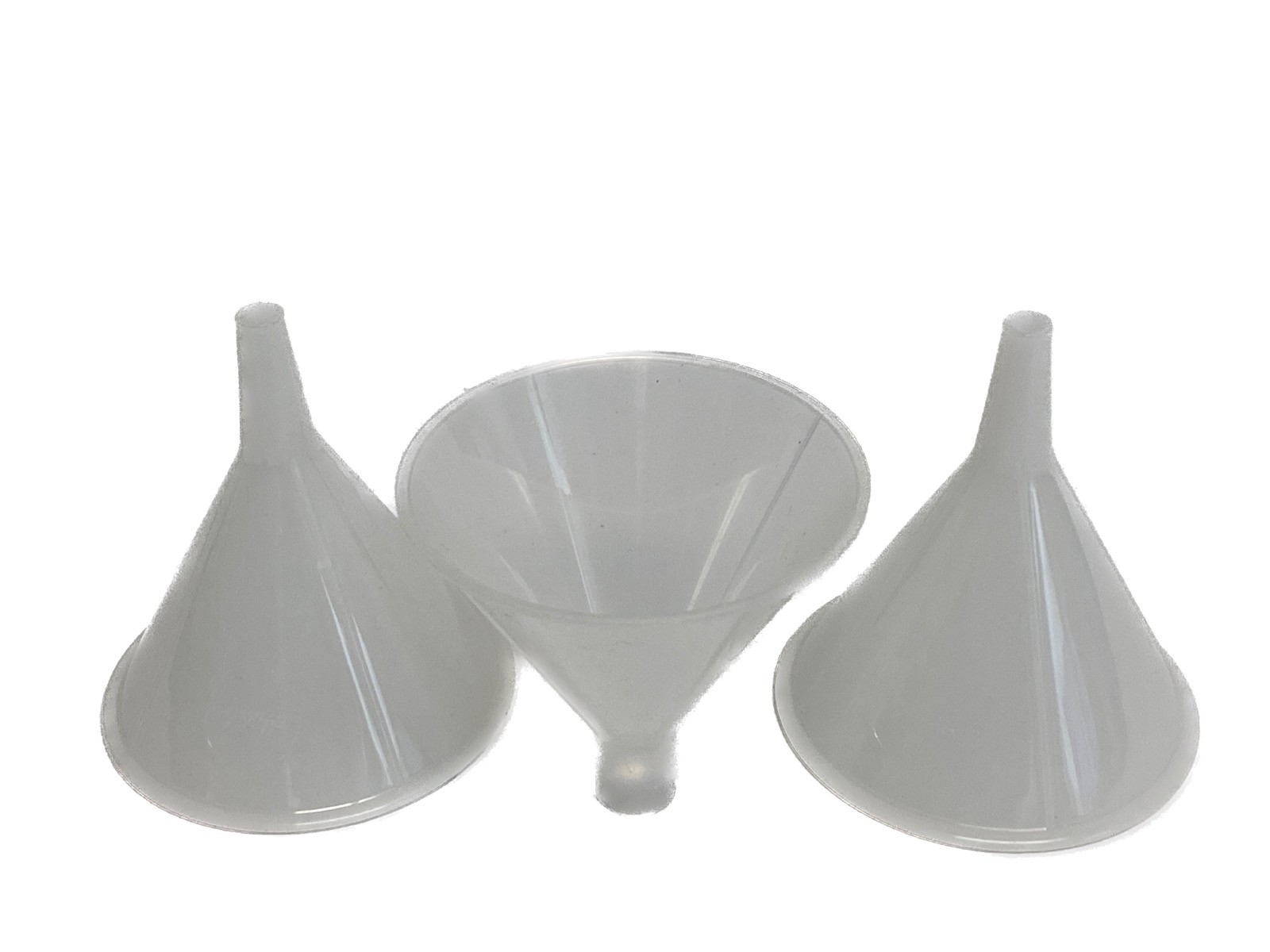 (3 Pc) Laboratory Plastic Liquid & Powder Funnels Ribbed Outside 105mm 108mm OD