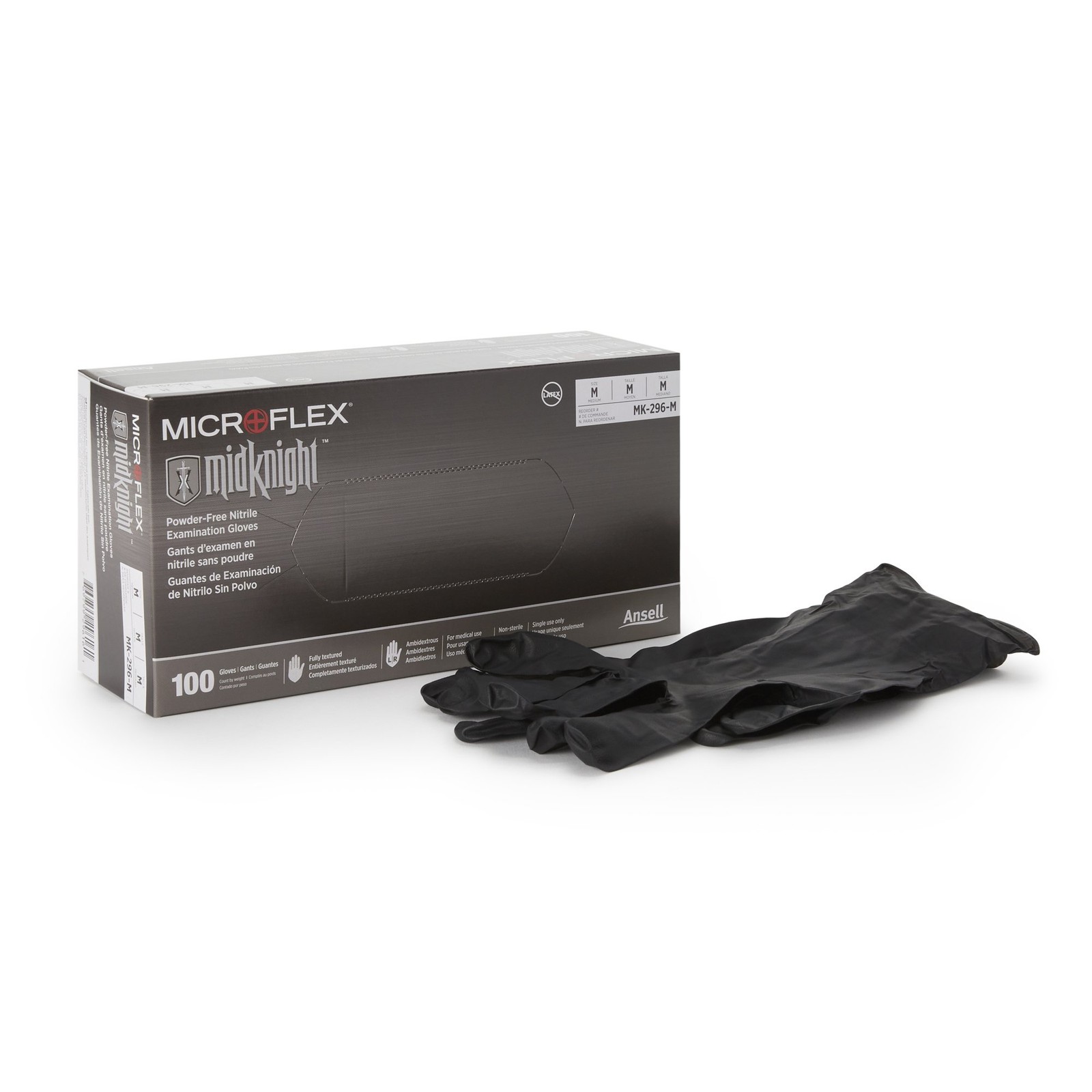 MICROFLEX MidKnight Nitrile Exam Glove Standard Cuff Length MEDIUM 1000 per Case