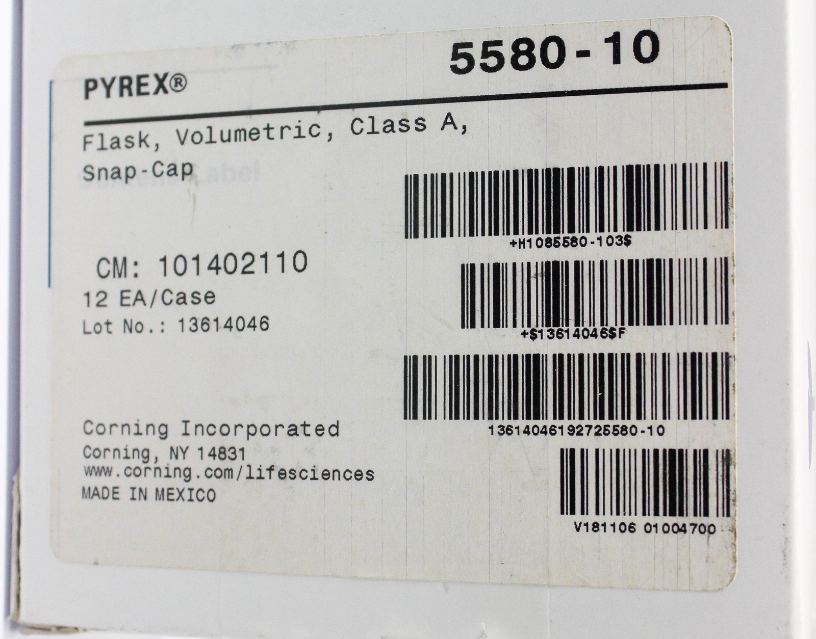 Corning Pyrex Class A Volumetric Flask 10 mL with Snap Cap, N (New) (3320685968)