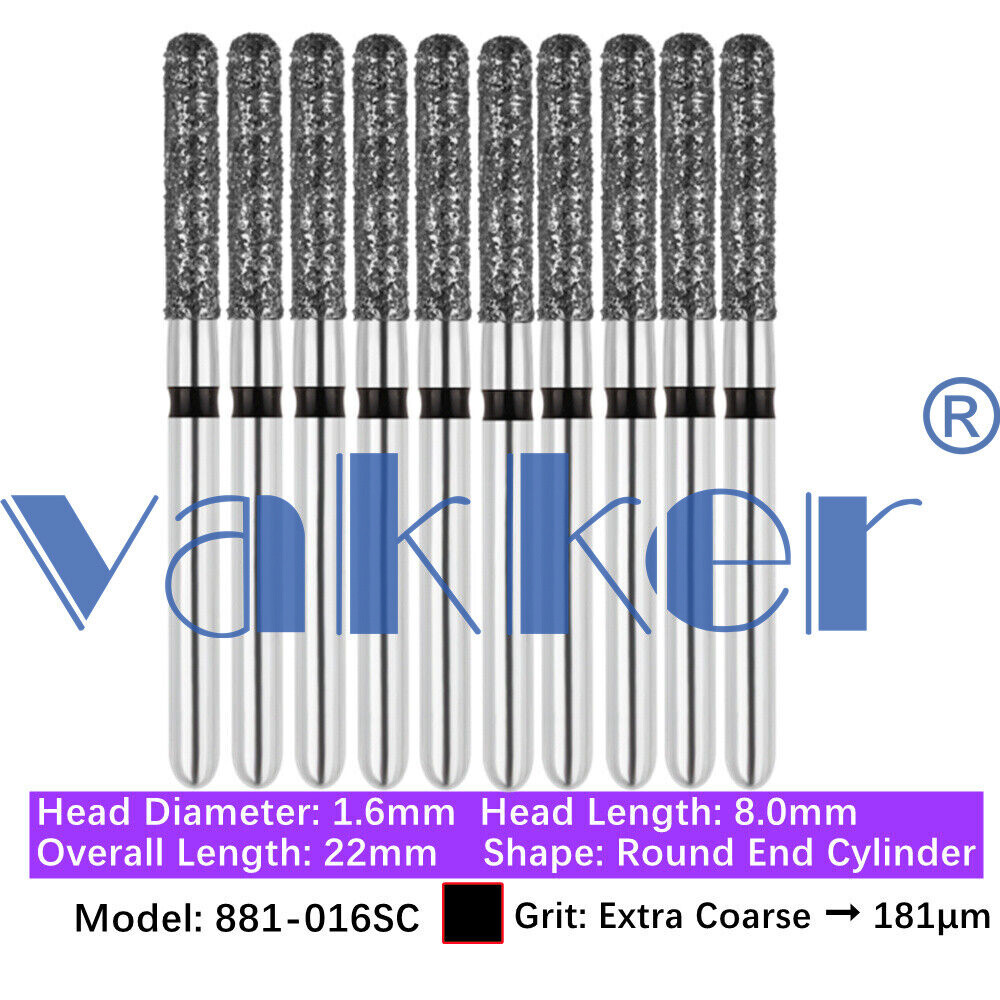 50pc Dental Diamond Burs Flat Round End Modified Cylinder 838 881 835 836 837