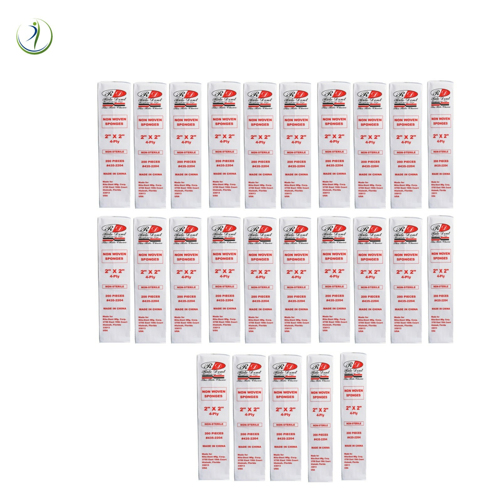 DENTAL COTTON GAUZE 2X2 4 PLY NON WOVEN 5,000/CASE MEDICAL HOSPITAL TATTOO SPA