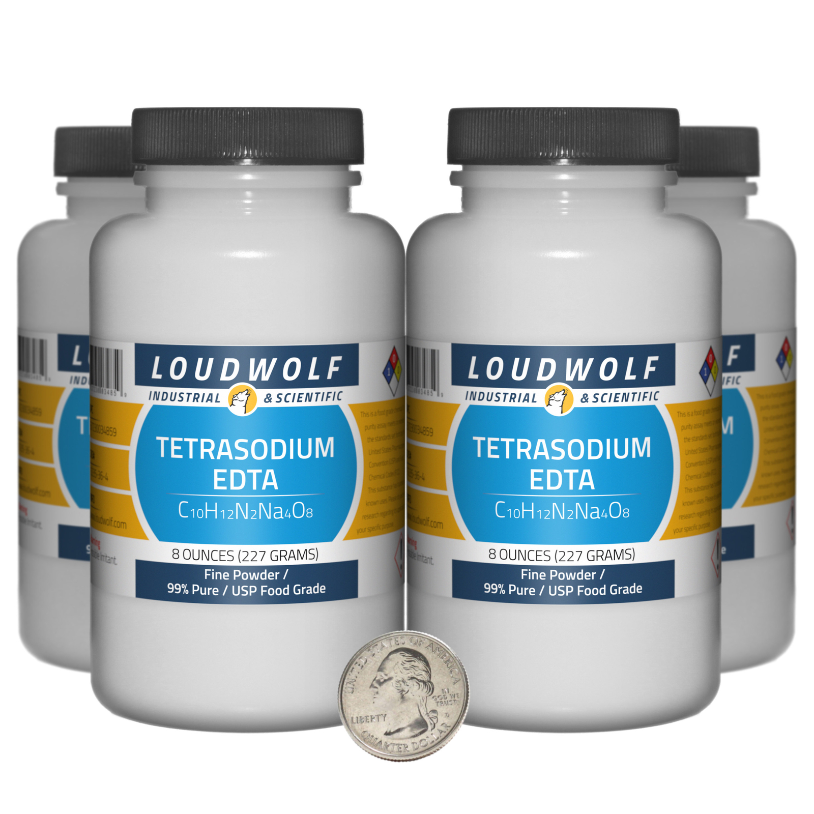 Tetrasodium EDTA / 2 Pounds / 4 Bottles / 99% Pure USP Food Grade / Fine Powder