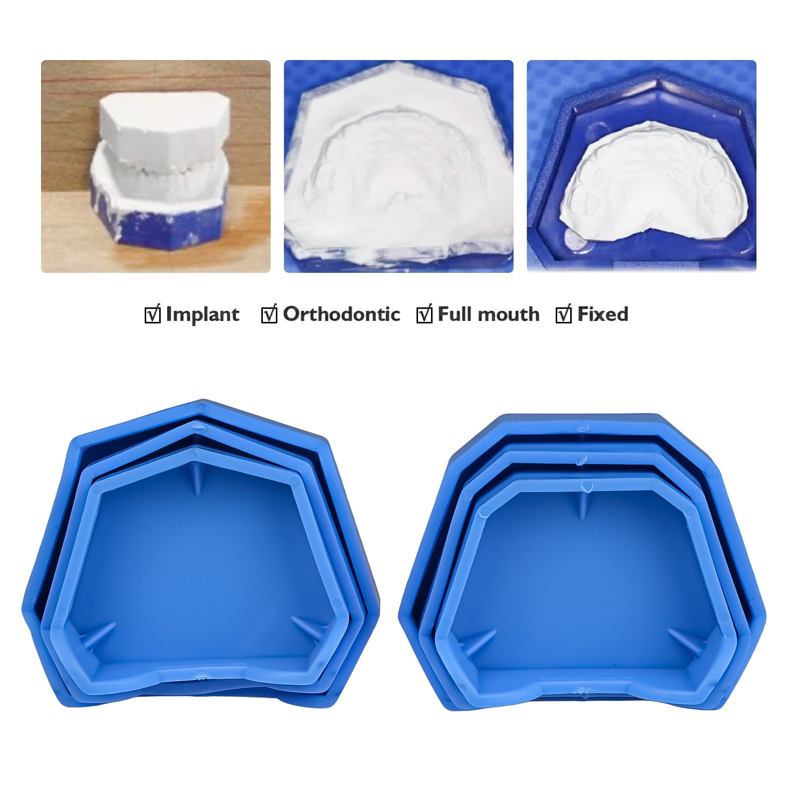 6pcs/1 Set Large/Medium/Small Lab Model Former Base Molds with Notches Red USA