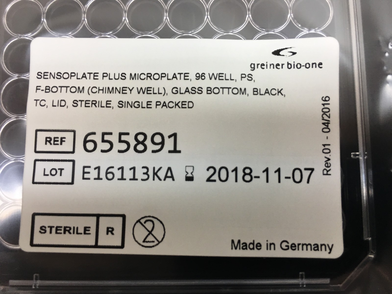 Greiner Bio-One REF 655891C Cellview Microplate 96 Well Cycloolefin Lot 3 PCS