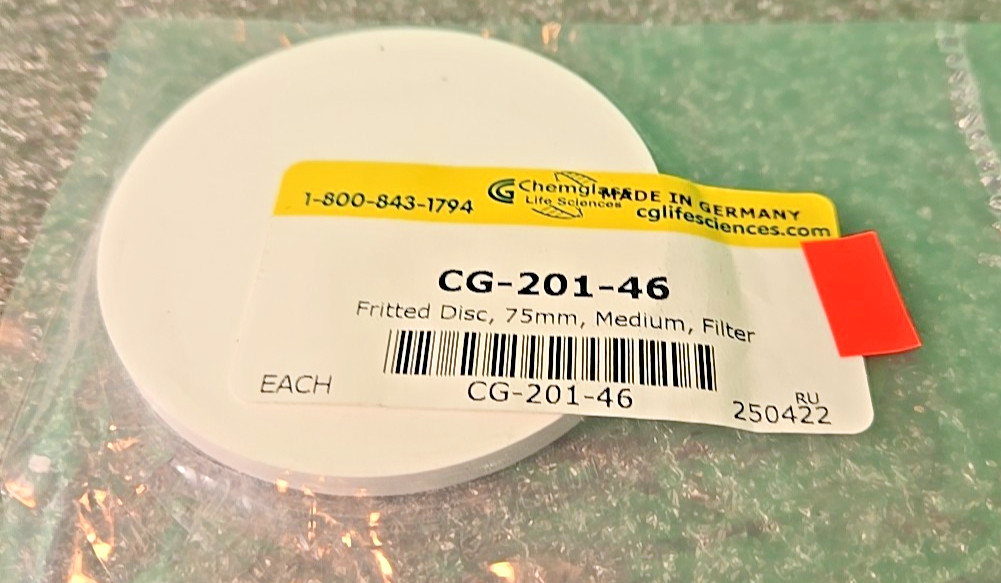 Chemglass Fritted Disc, 75mm, Medium Cg-201-46 | CG20146 BRAND NEW