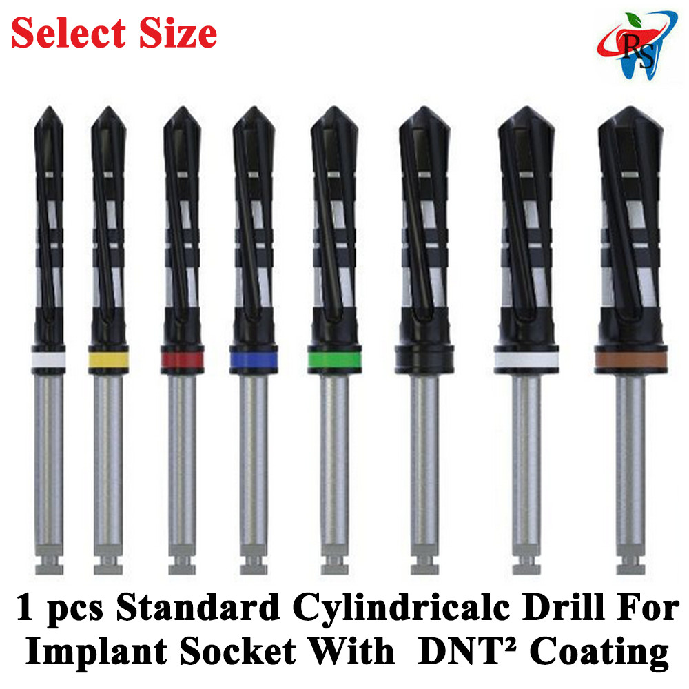1pcs Dental Standard Cylindrical Drill For Imp lant Socked With DNT² Coating