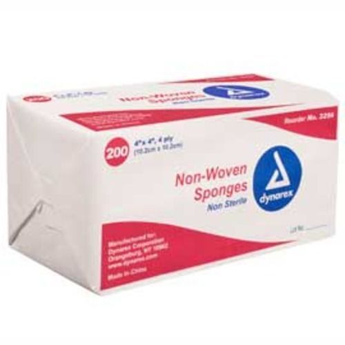 Dynarex 4″ x 4″ 4-ply Non-Sterile Non-woven Sponges, 2000/case – Provides