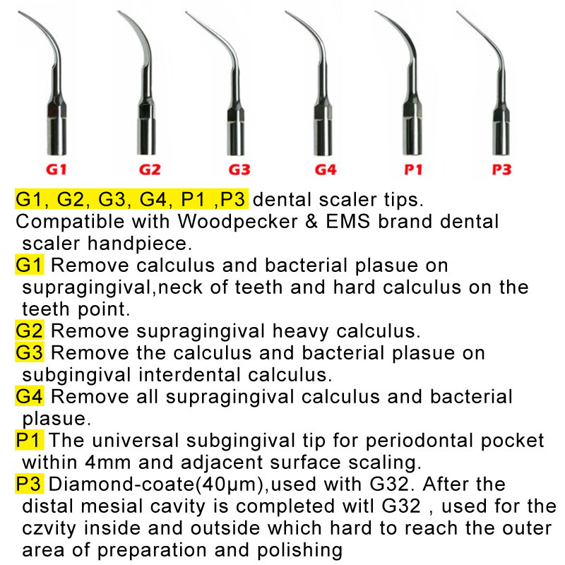 10Pcs Dental Ultrasonic Piezo Scalling Tips Fit EMS SKYSEA Scaler Handpiece