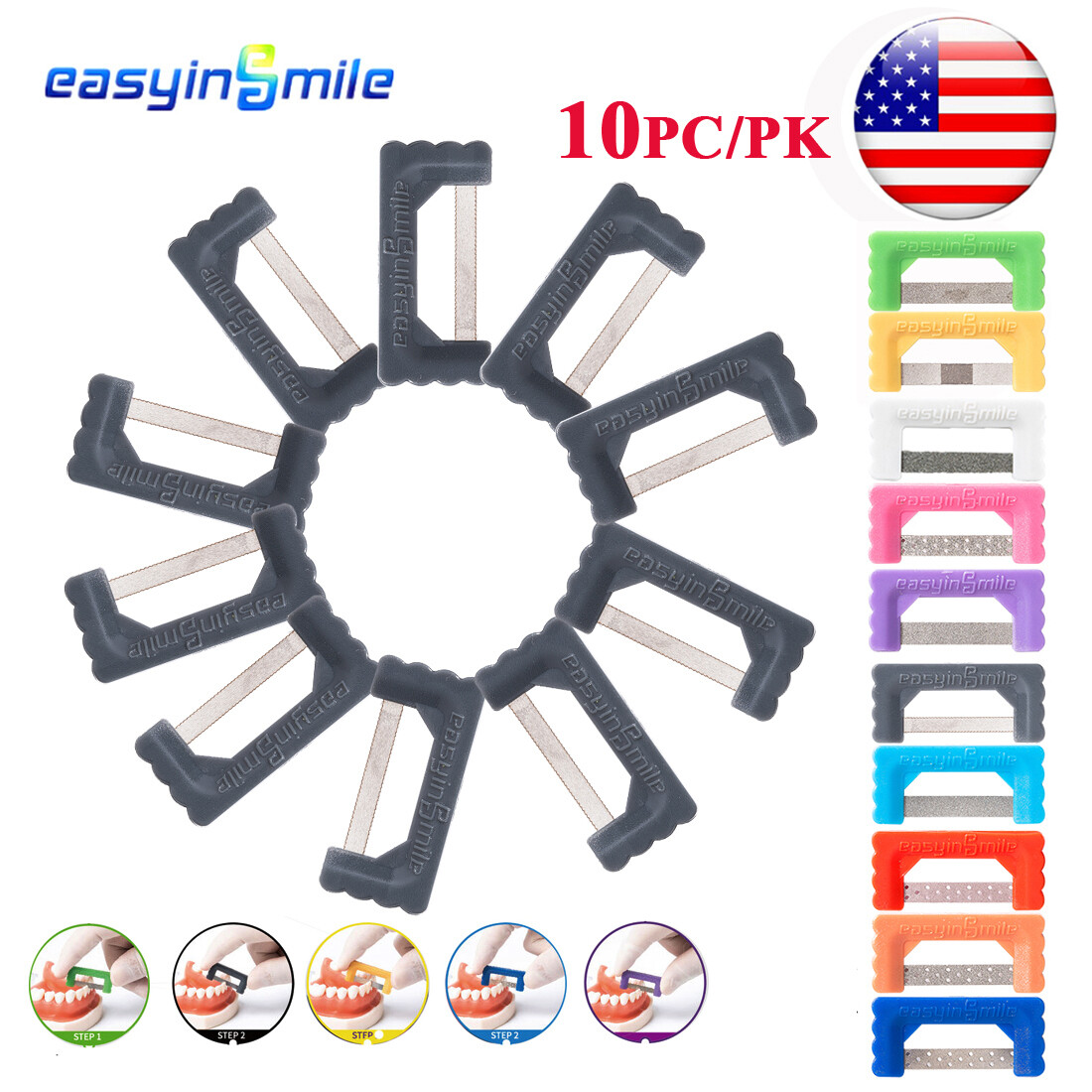 10pc Dental Interproximal reduction strips orthodontic IPR strips 0.1MM serrated
