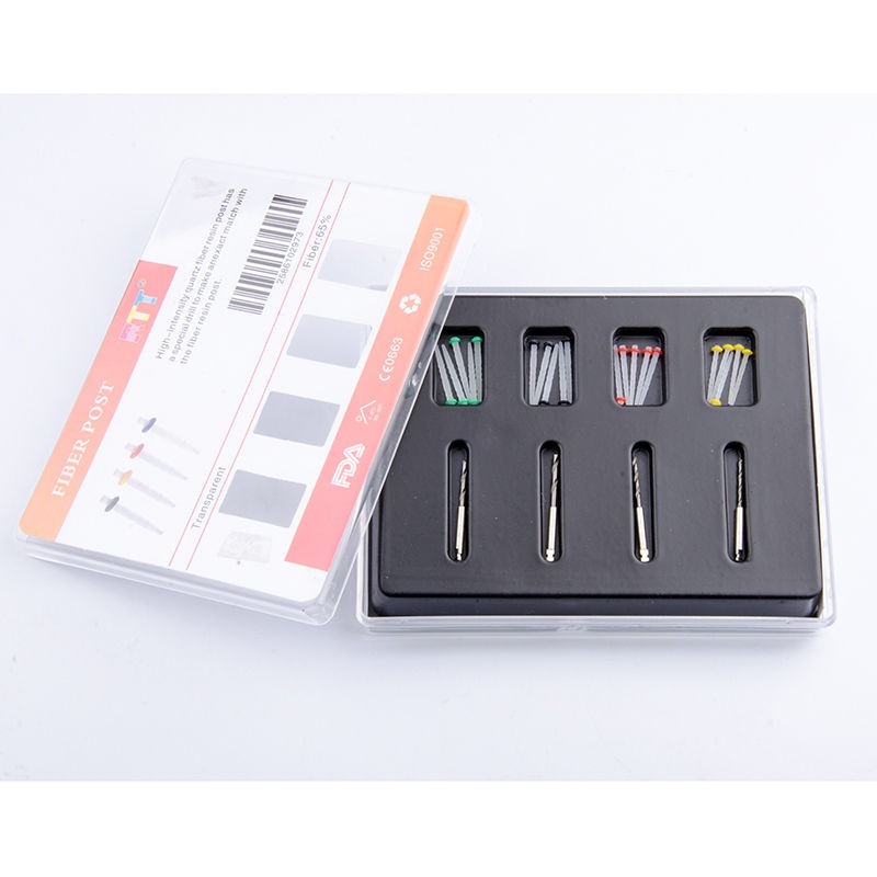 AAA Dental Endo Fiber Post Resin High-intensity Screw Thread Glass + 4 Drills