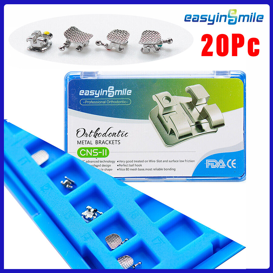 EASYINSMILE Dental Orthodontic Brackets Mini Metal Brackets Roth/MBT022 hook 345
