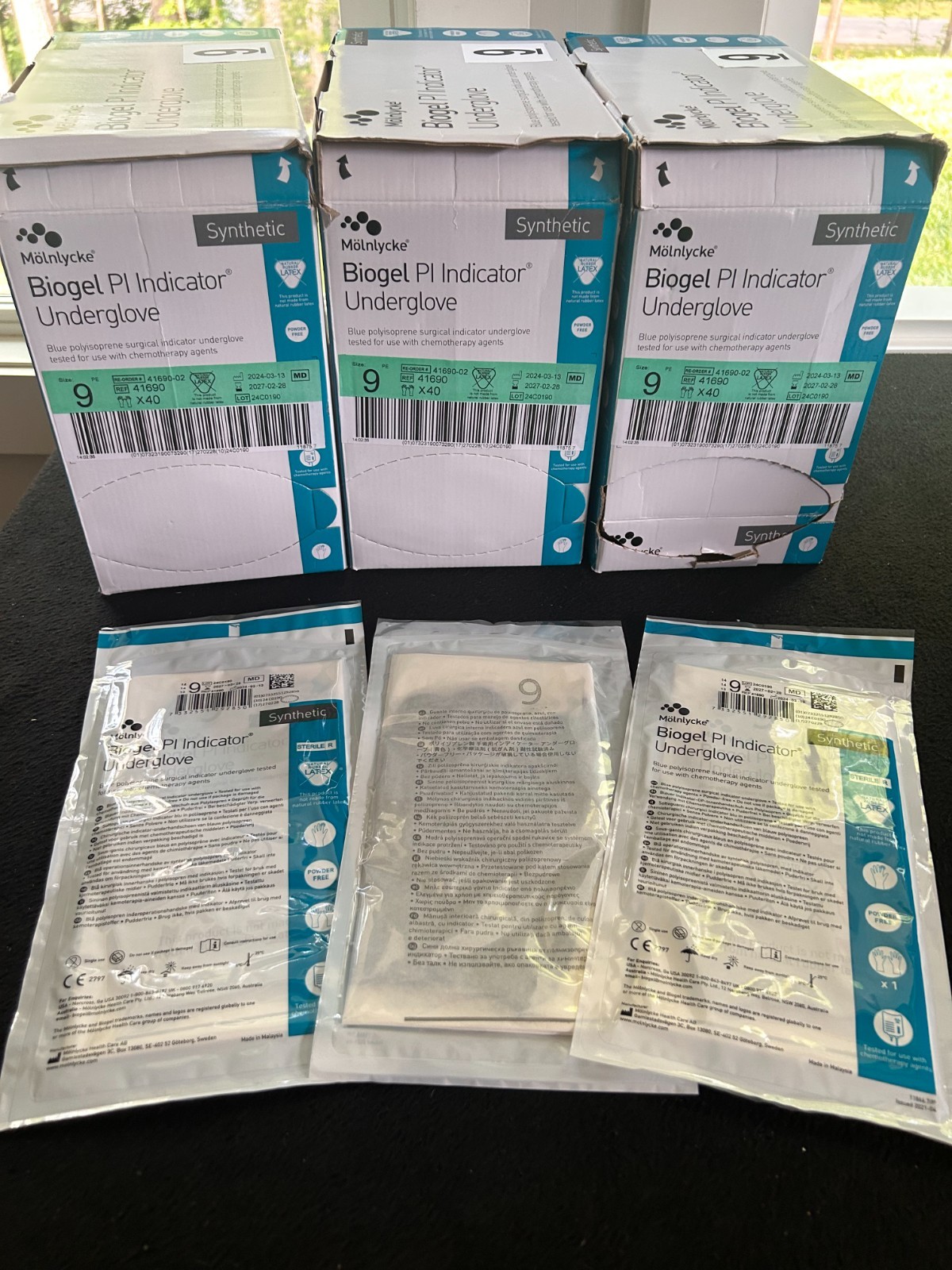 120 Pairs Molnlycke Biogel PI Indicator Underglove Size 9 Polyisoprene exp2027