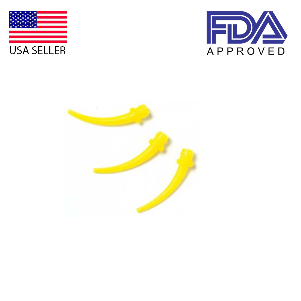 Defend types Intra-Oral Tips, Yellow 100/Bag. Fits 4.2 mm mixing tips