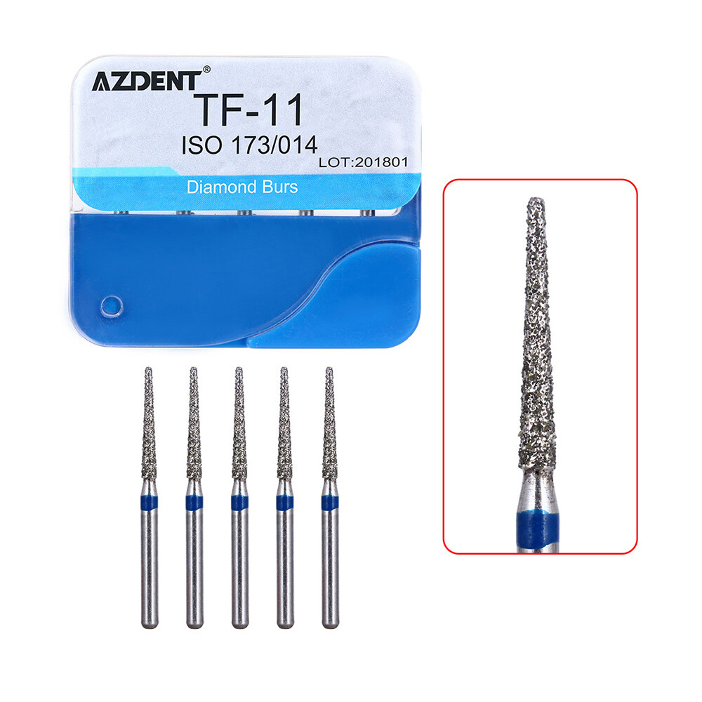 100Pcs AZDENT Dental Diamond Burs for High Speed Handpiece Medium FG 1.6MM