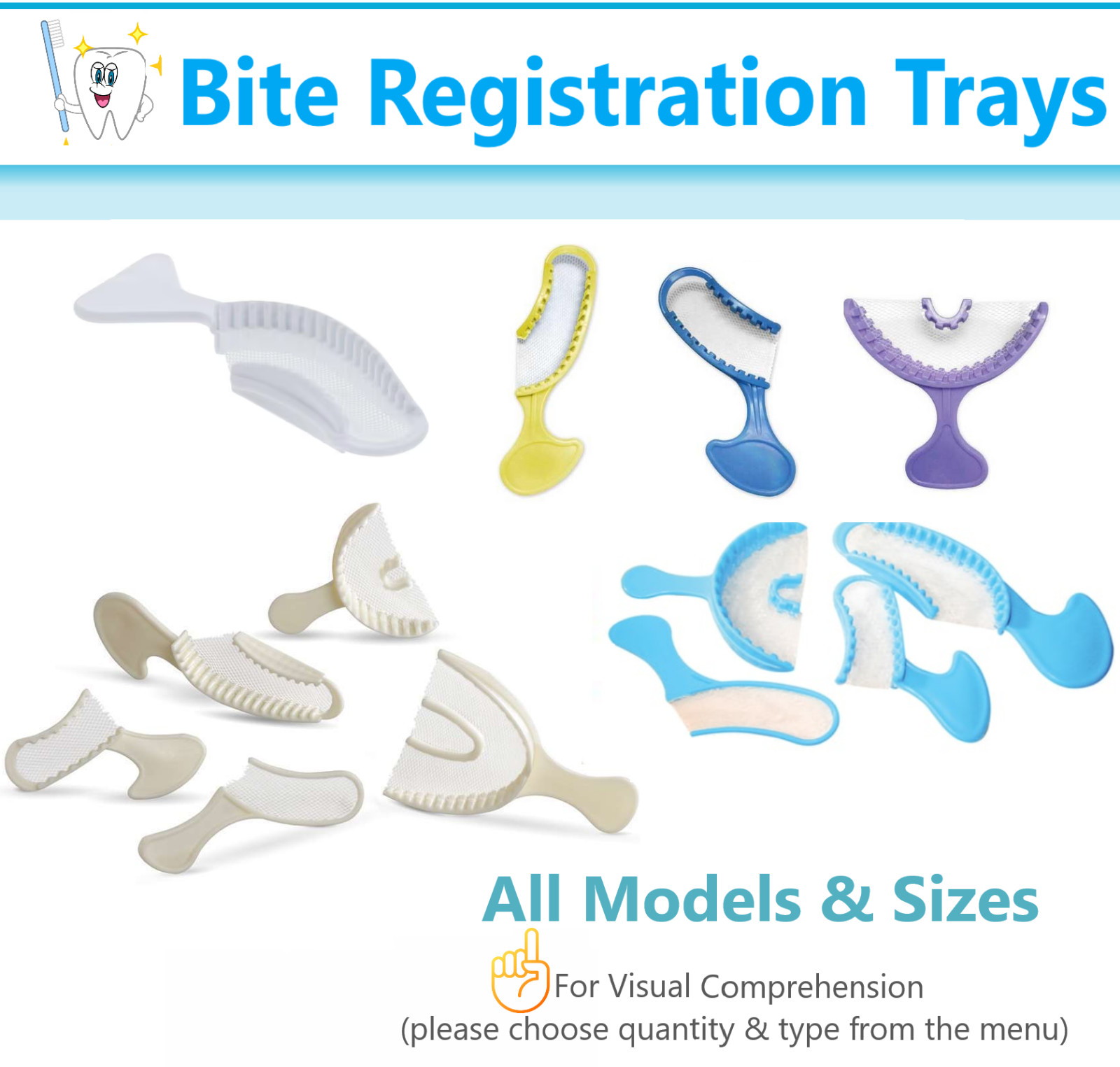 VPS Impression Bite Registration Trays Triple Tray Mold Choose Size, 50-100/PK