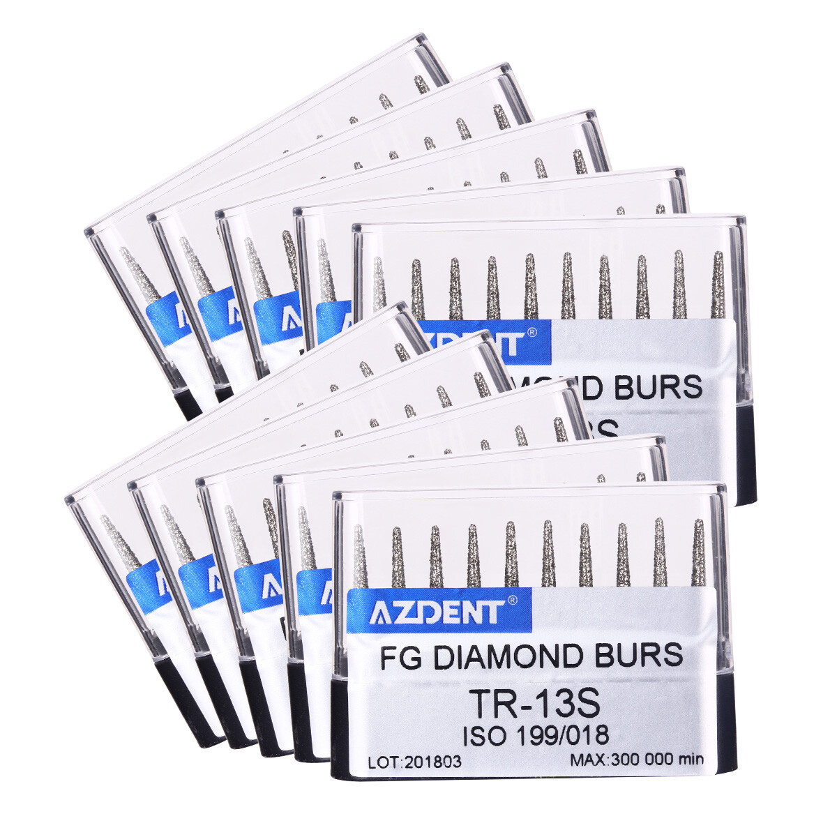 AZDENT Dental Diamond High Speed Burs TR-13S for Abrade Crown Cavity Preparation
