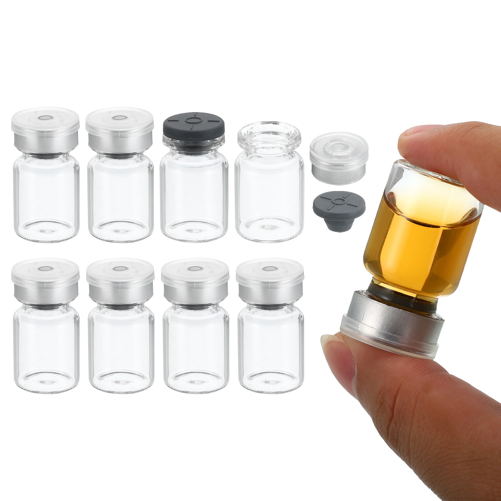 5ml Sample Vials, 8 Pack Lab Empty Vials Borosilicate Glass Vial, Transparent