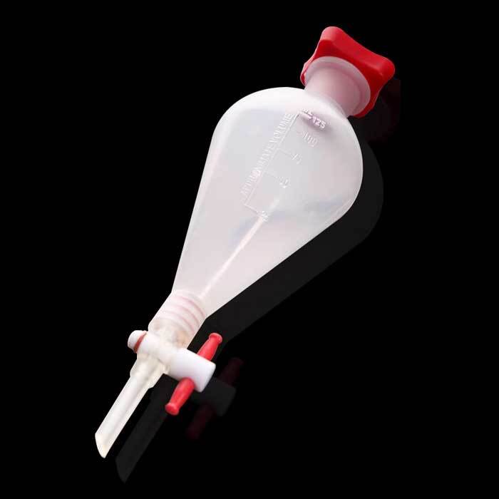 125-1000ml Plastic Separatory Funnel, PTFE Stopcock, Chem Lab Plasticware