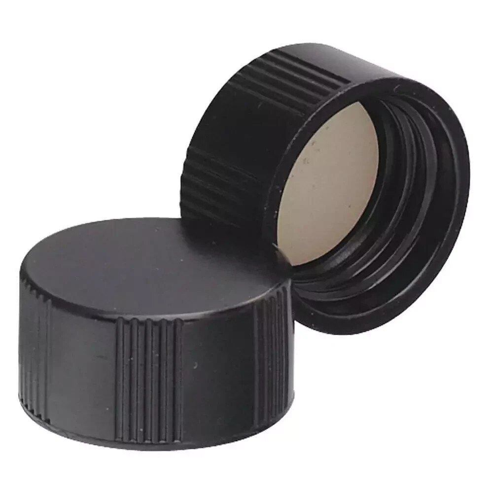 Wheaton 240409, 100/PK, 15-425 Black Plastic Cap with PTFE Liner