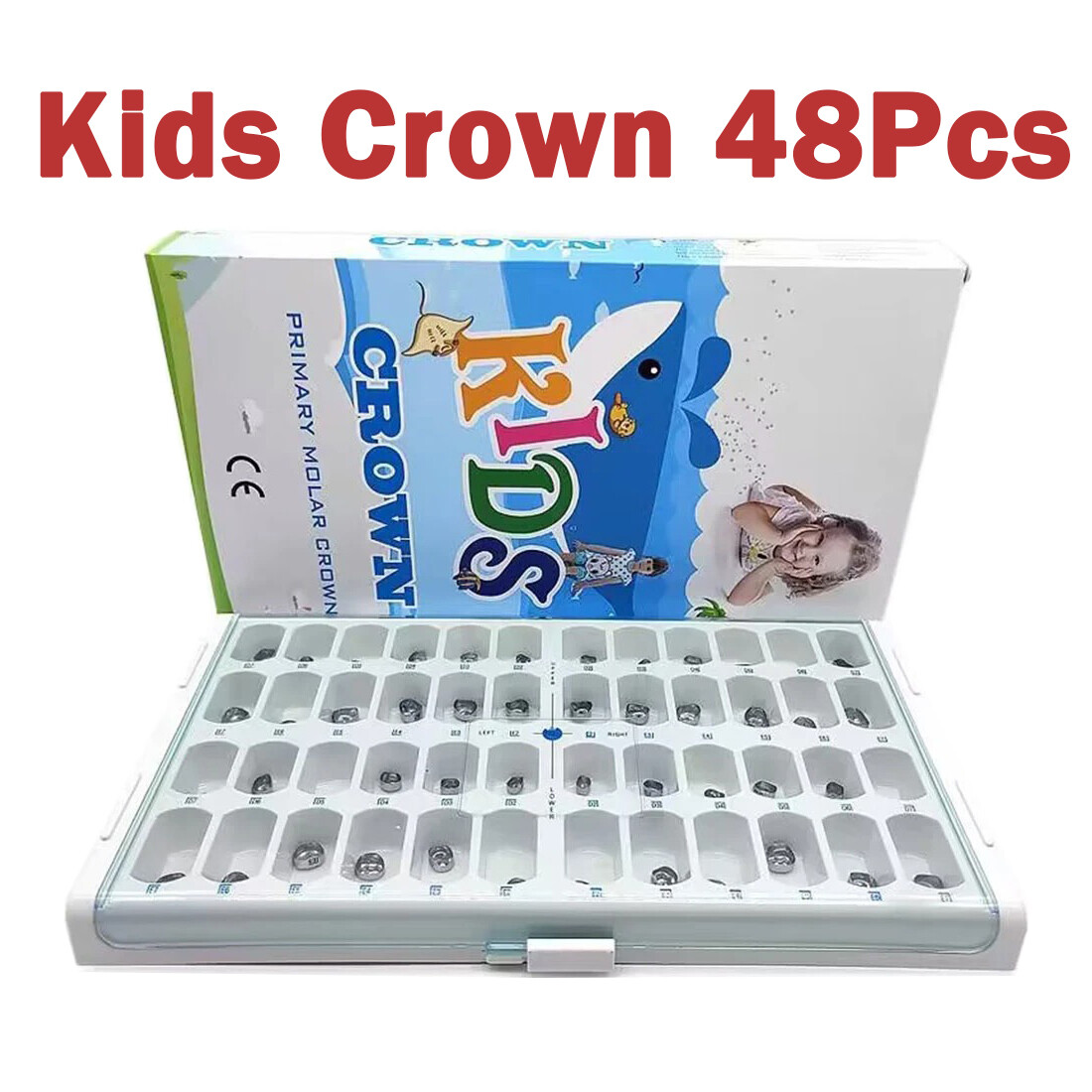 48/96PcDental Molar Crown Preformed Stainless Steel Kids/Adult Crowns teeth Kit