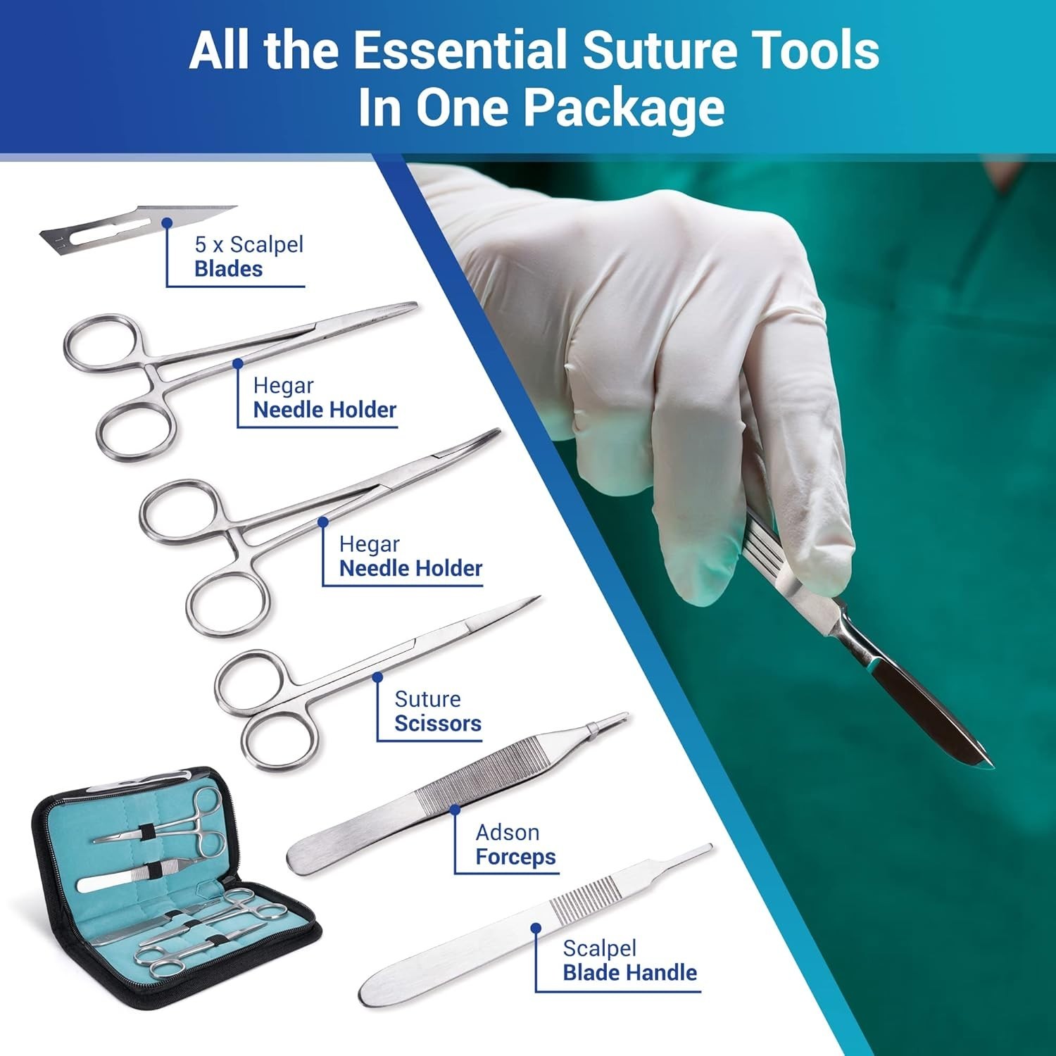 Medical Suture Practice Kit Complete Set with Large Suturing Pad and Tools