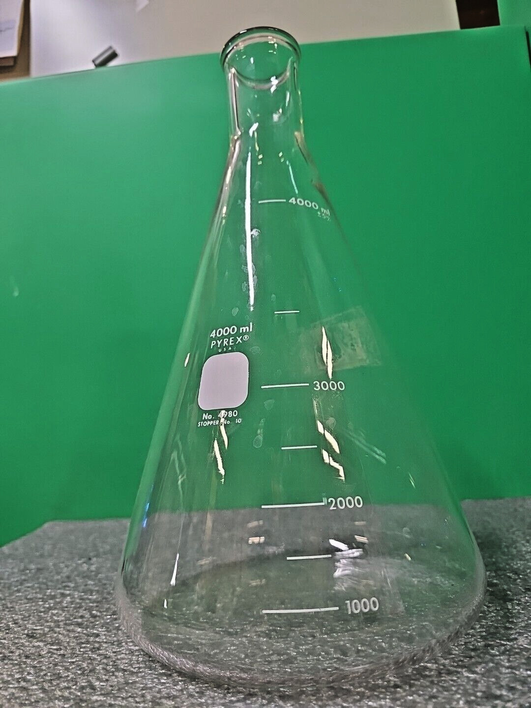 Corning Pyrex 4980-4L 4L Erlenmeyer Flask Narrow Mouth Heavy Rim 4000ml #10 Stpr