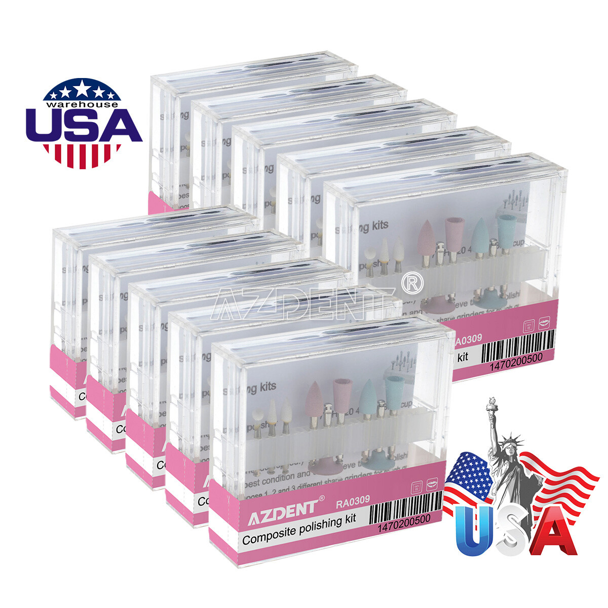 Dental Diamond Burs Cups Composite Polishing Kit RA0309 For Low Speed Handpiece