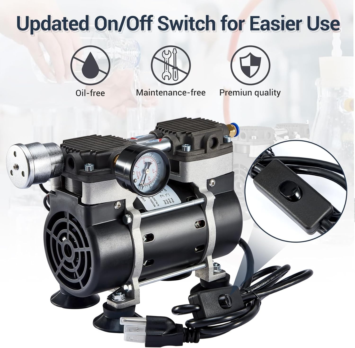 180W 50L/Min Lab Vacuum Pump 1000mL Lab Vacuum Filtration 250ml Filtering Funnel