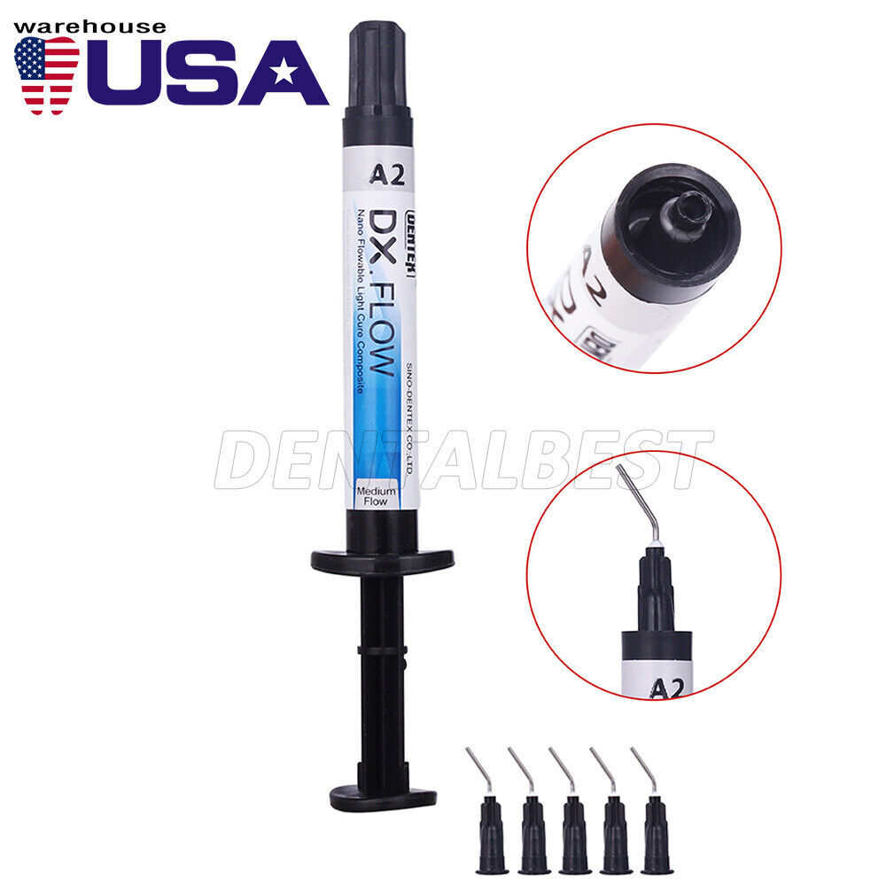 DX.FLOW DENTEX Dental Flowable Light Cure Composite Resin Medium Flow A2 +5*tips